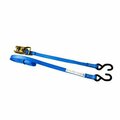 Boxer Tools Ratchet Tie Down with Coated S-Hooks in Blue 3,000 LBS 1-inch x 15, 2PK 66155-2